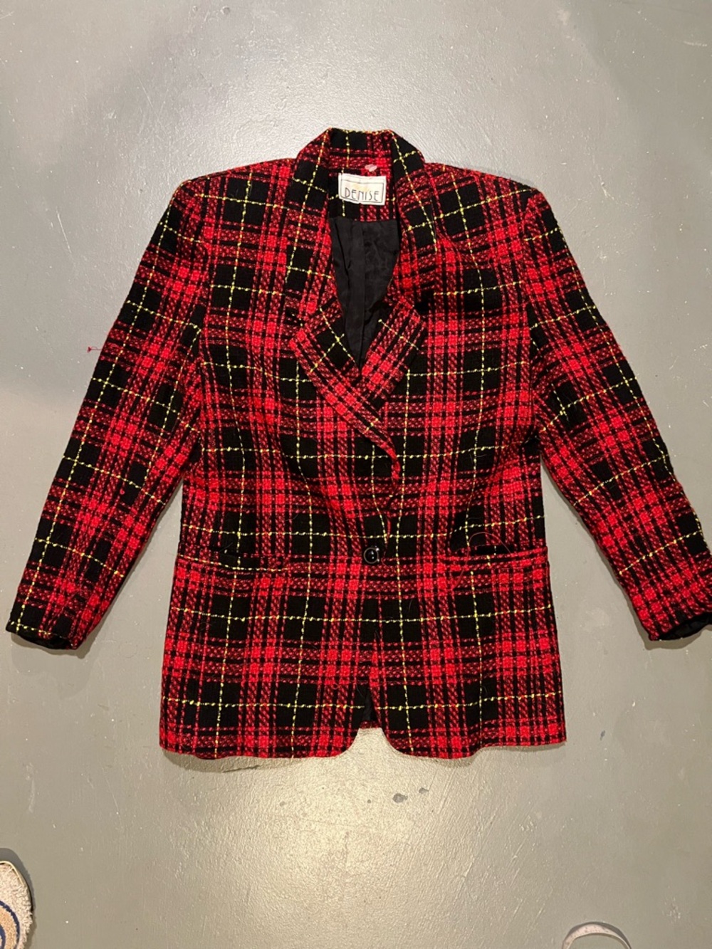 Vintage Denise Petites Red Plaid Blazer